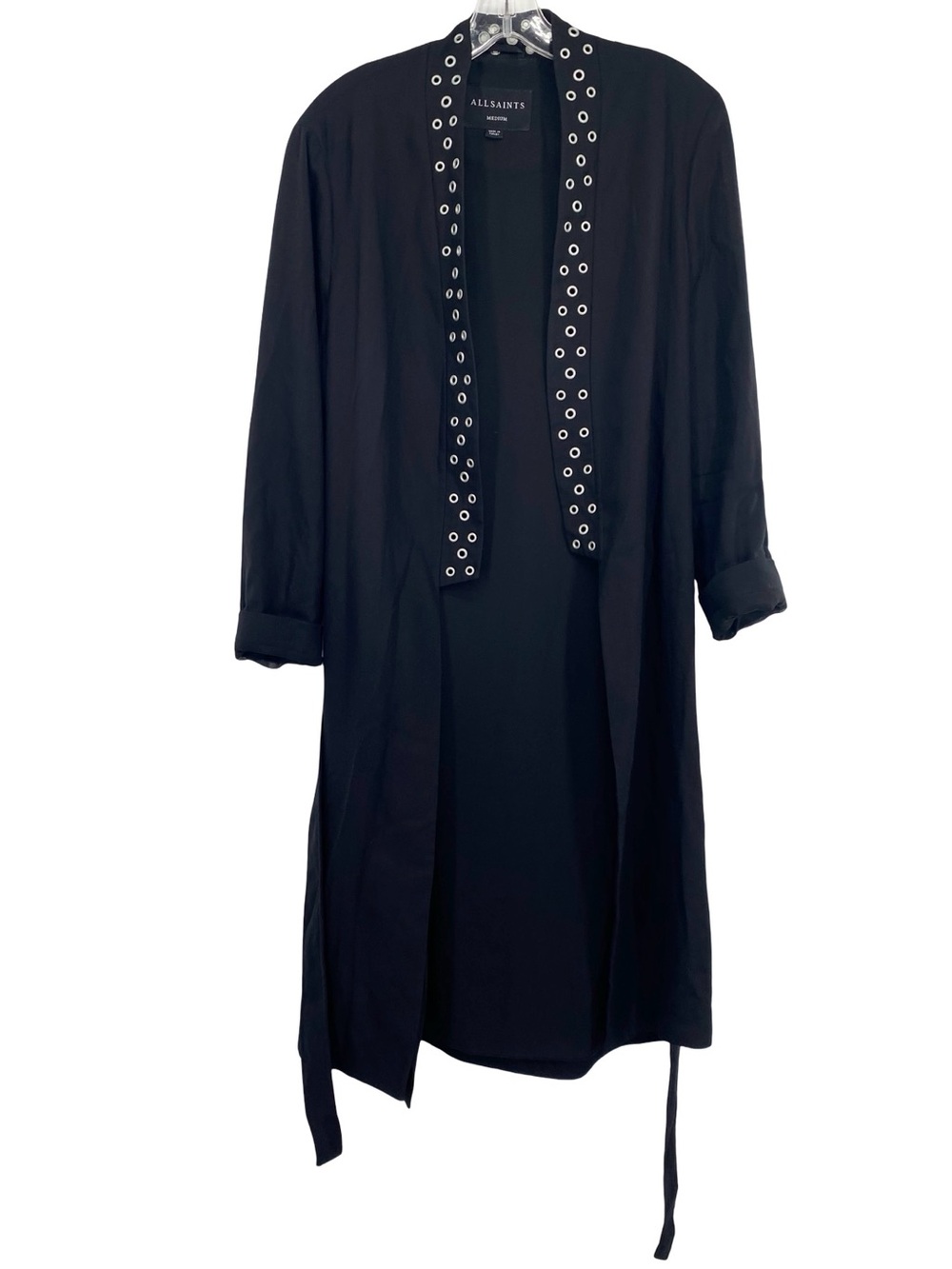 All Saints Kady Belted Kimono Black Long Duster Jacket Size Medium